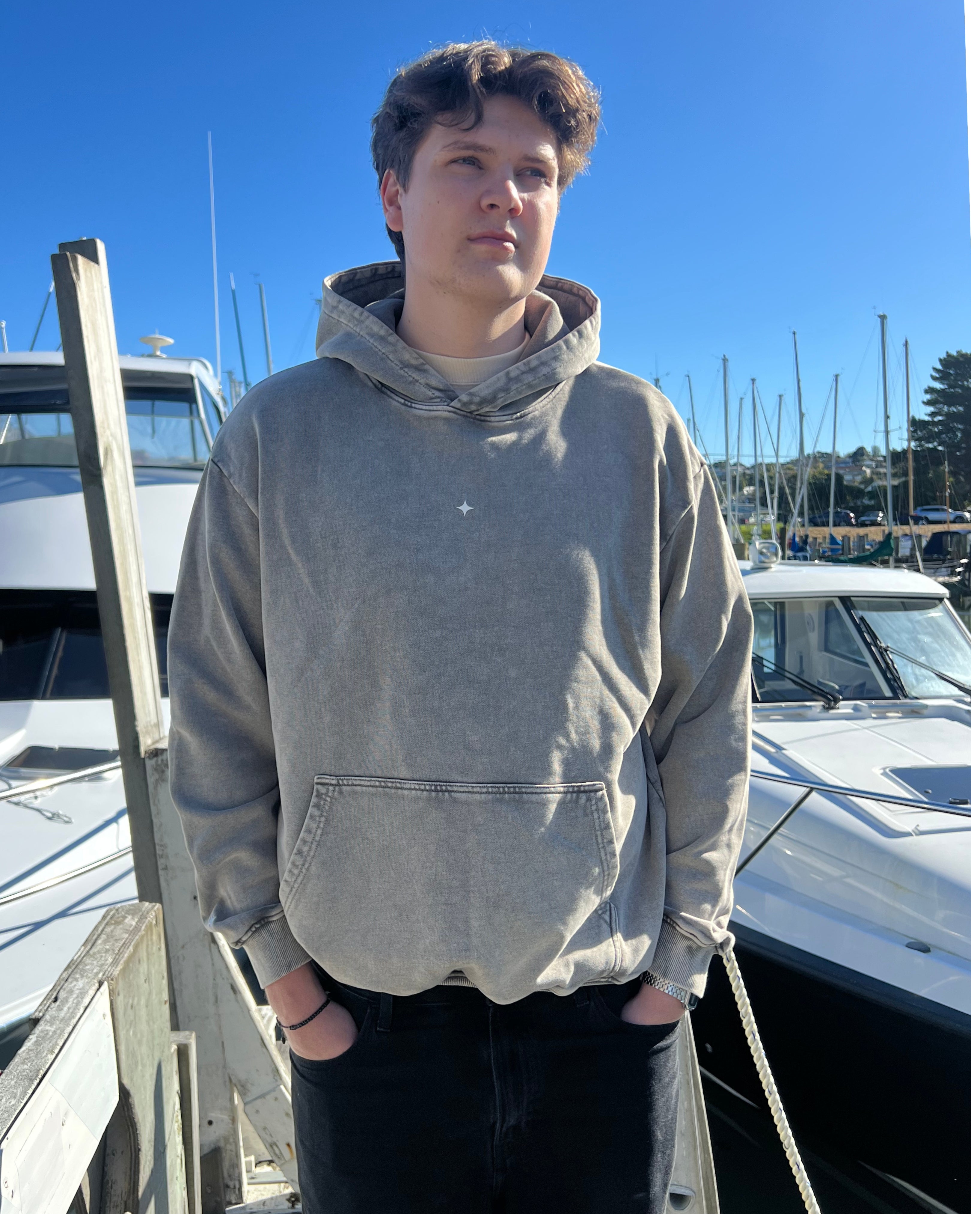Sanity - White Stallion Washed Grey Hoodie